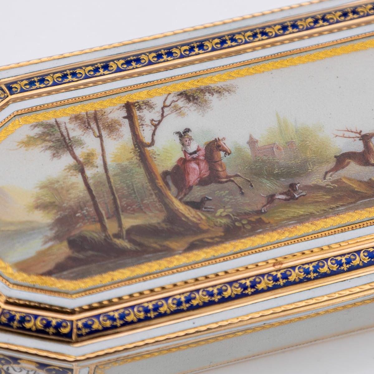 Tabatière allemande du XVIIIe siècle en or 18 carats et émail, Frères Jordan, Hanau c.1790 en vente 4