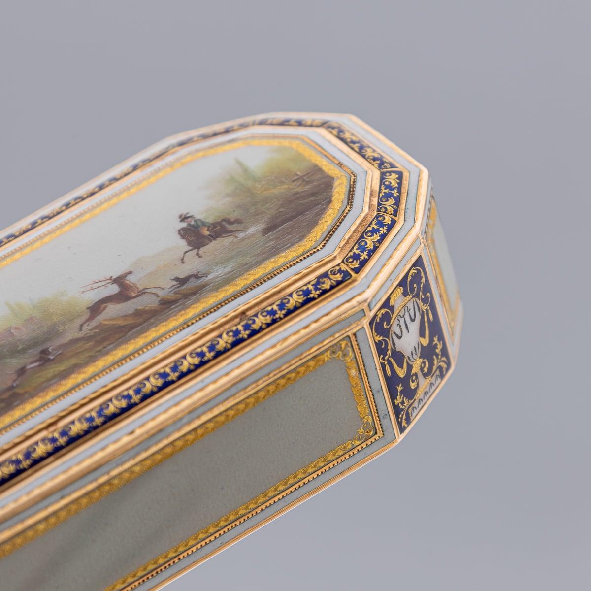 Tabatière allemande du XVIIIe siècle en or 18 carats et émail, Frères Jordan, Hanau c.1790 en vente 7
