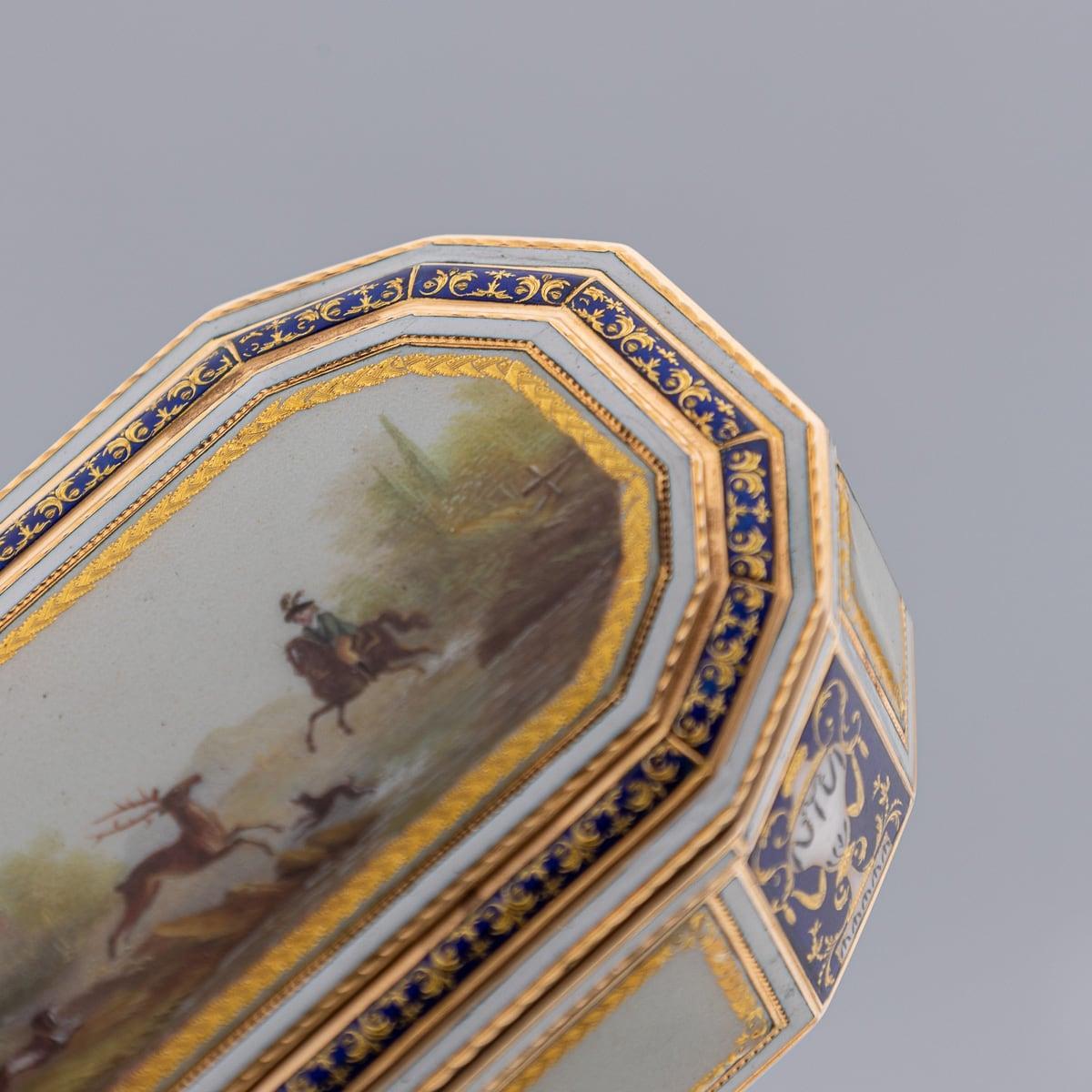 Tabatière allemande du XVIIIe siècle en or 18 carats et émail, Frères Jordan, Hanau c.1790 en vente 8