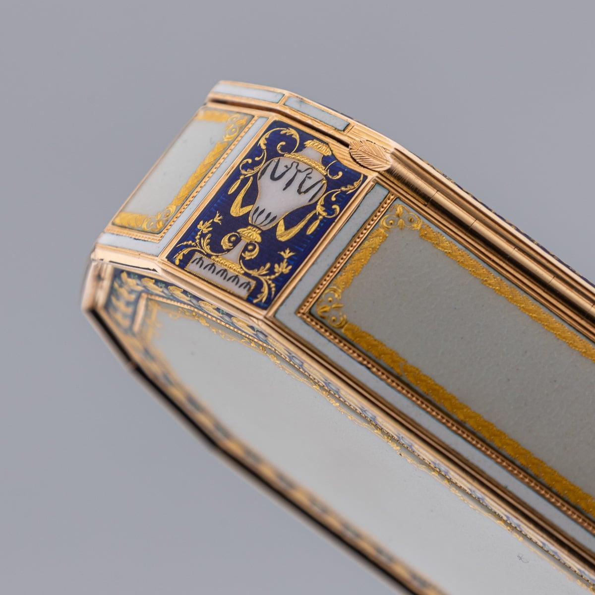 Tabatière allemande du XVIIIe siècle en or 18 carats et émail, Frères Jordan, Hanau c.1790 en vente 10