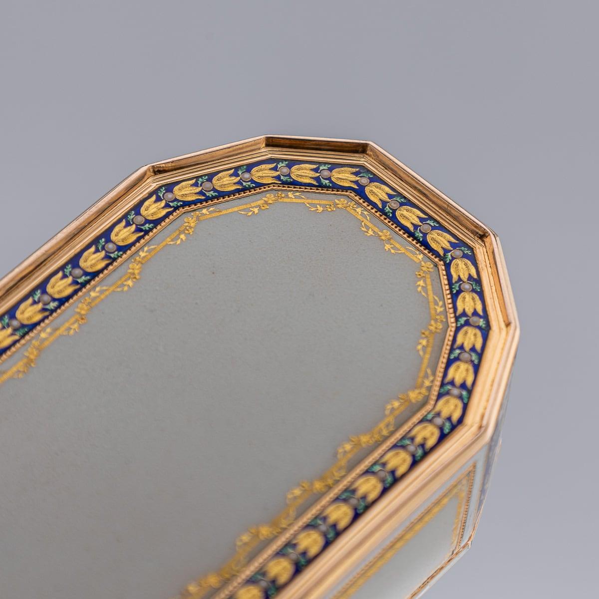 Tabatière allemande du XVIIIe siècle en or 18 carats et émail, Frères Jordan, Hanau c.1790 en vente 11
