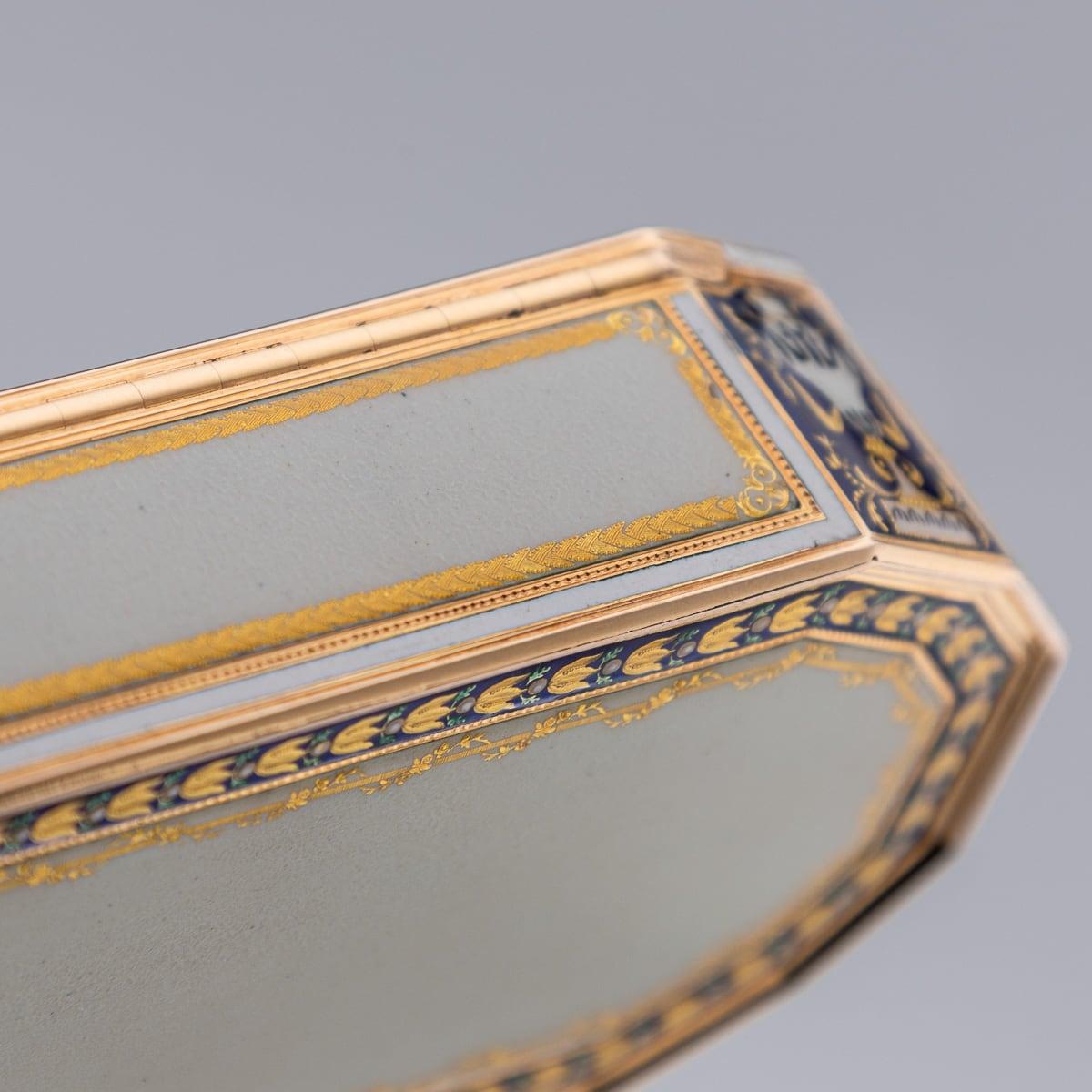 Tabatière allemande du XVIIIe siècle en or 18 carats et émail, Frères Jordan, Hanau c.1790 en vente 12