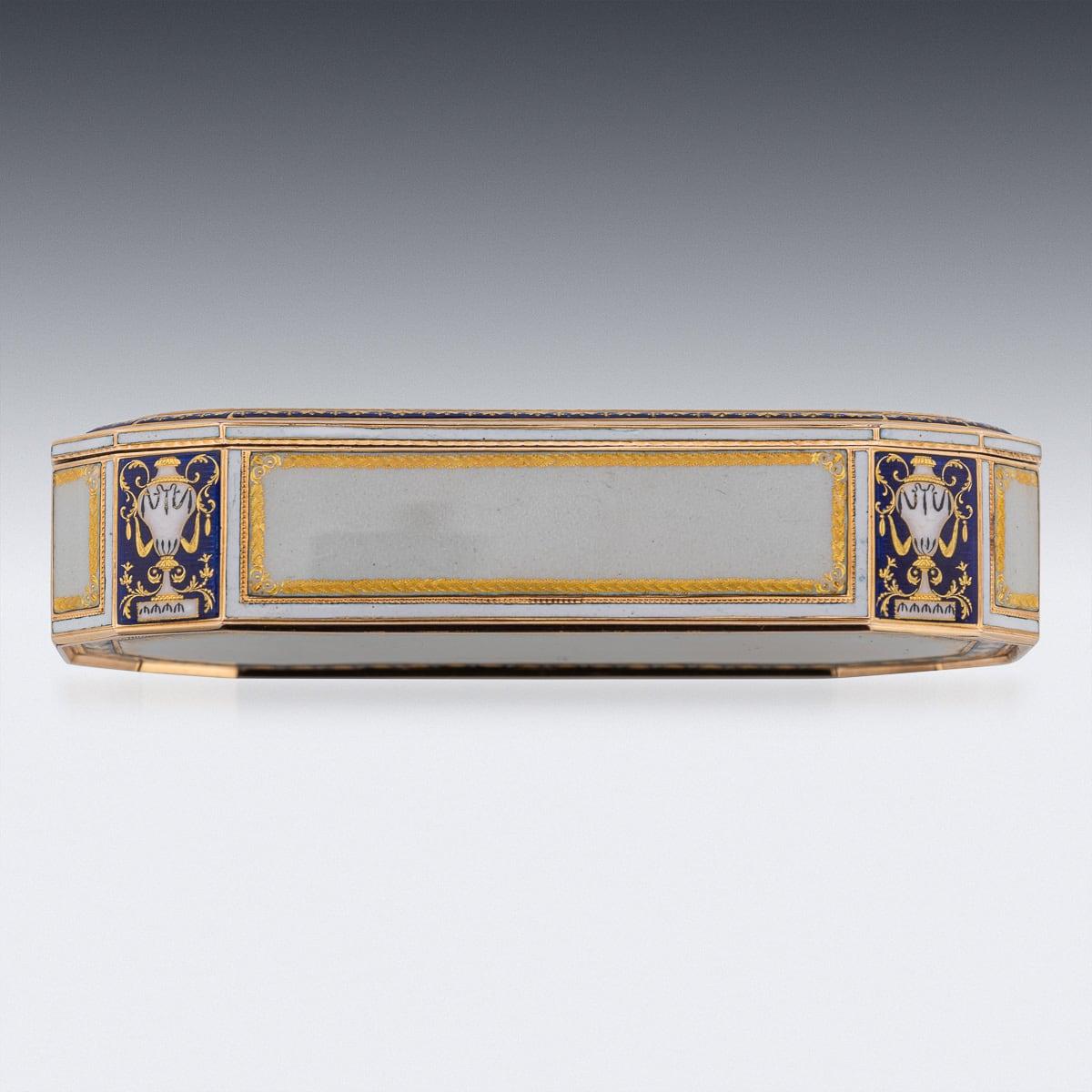 Tabatière allemande du XVIIIe siècle en or 18 carats et émail, Frères Jordan, Hanau c.1790 Bon état - En vente à Royal Tunbridge Wells, Kent