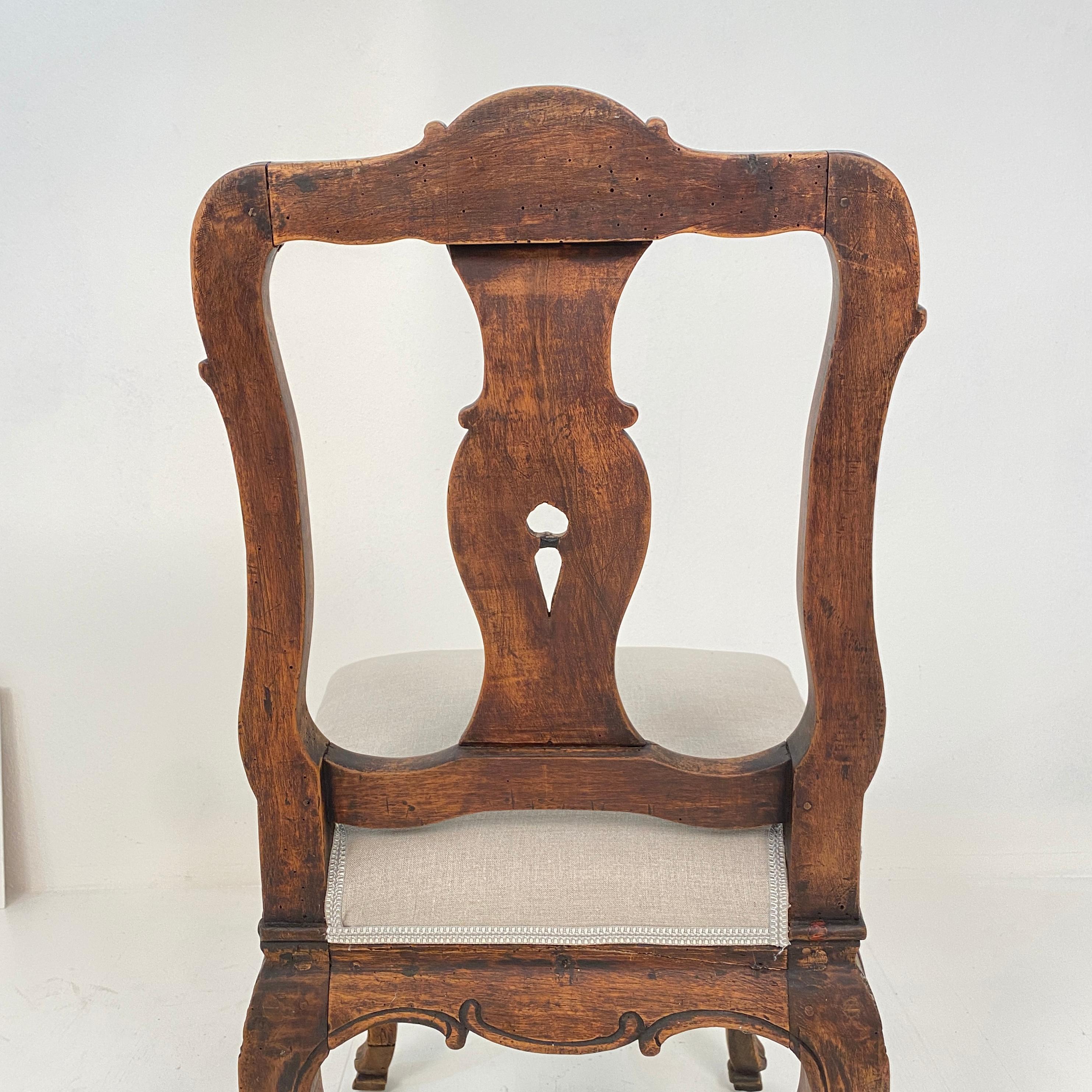 Mid-18th Century 18th Century German Baroque Chair in Carved Walnut, circa 1740 For Sale