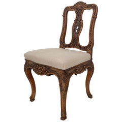 Antique 18th Century German Baroque Chair in Carved Walnut, circa 1740