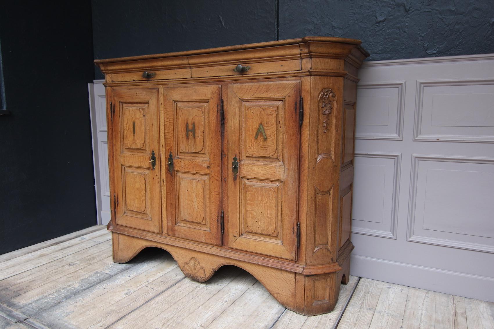 18th Century and Earlier 18th Century German Baroque Cupboard or Sideboard Made of Oak