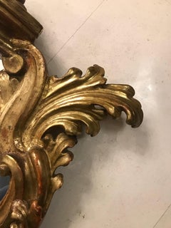 18th Century German Baroque Hand Carved and Gilded Solid Wood Mirror
