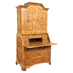 Antique 18th Century German Baroque Inlaid Marquetry Secretary Bureau