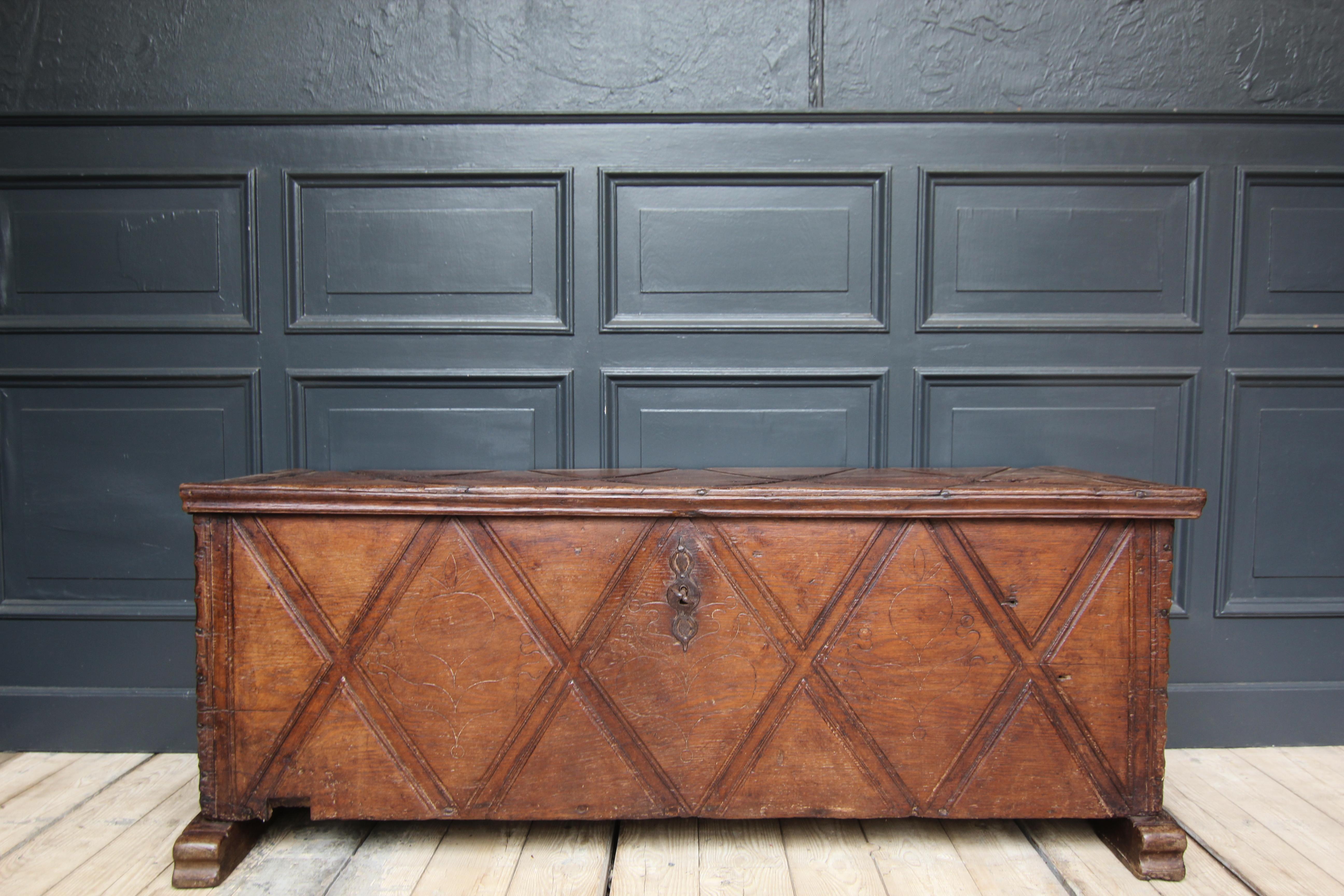 Hand-Carved 18th Century, German, Baroque Oak Chest