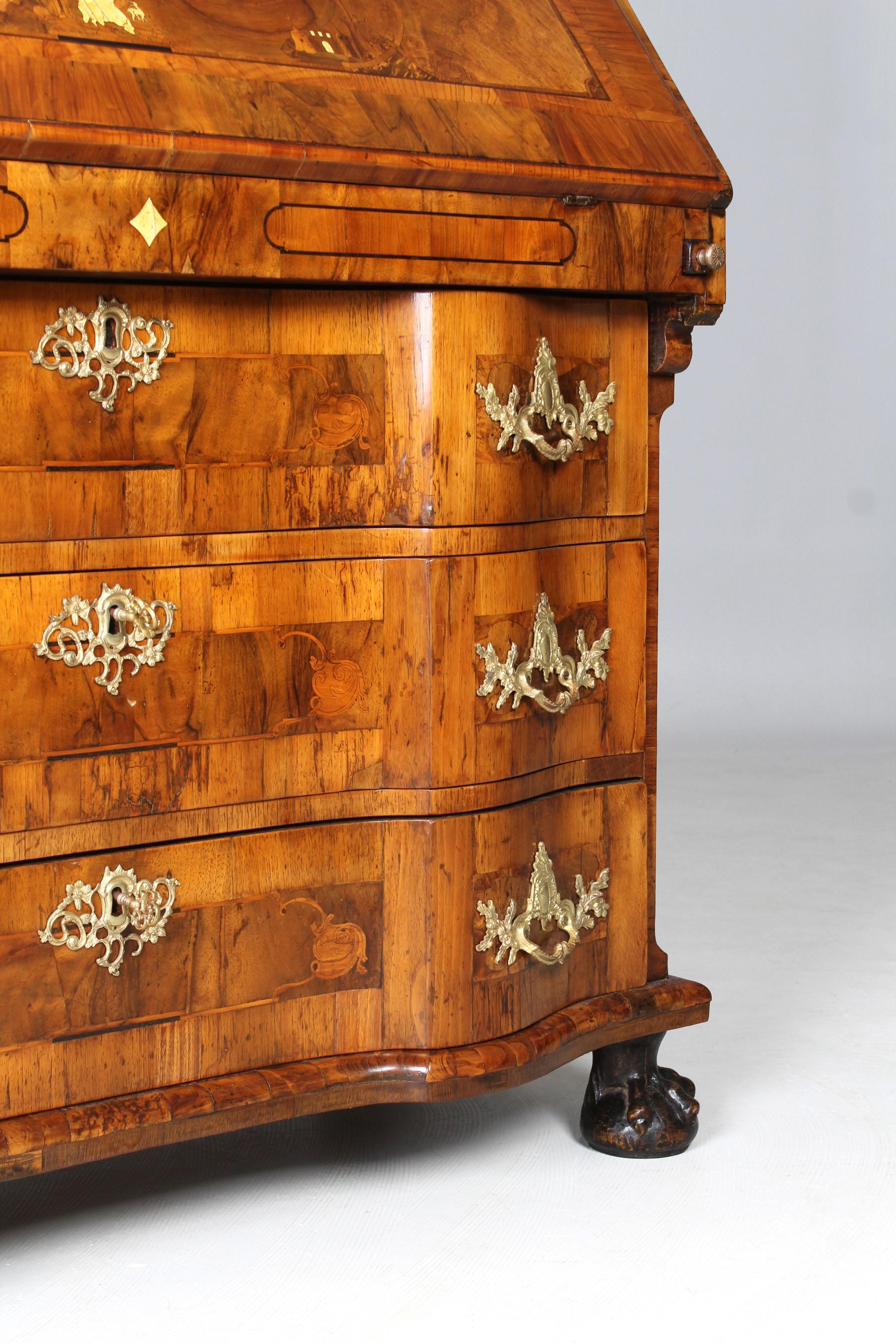 18th Century German Baroque Secretaire, Louis XV, Walnut, circa 1750 1