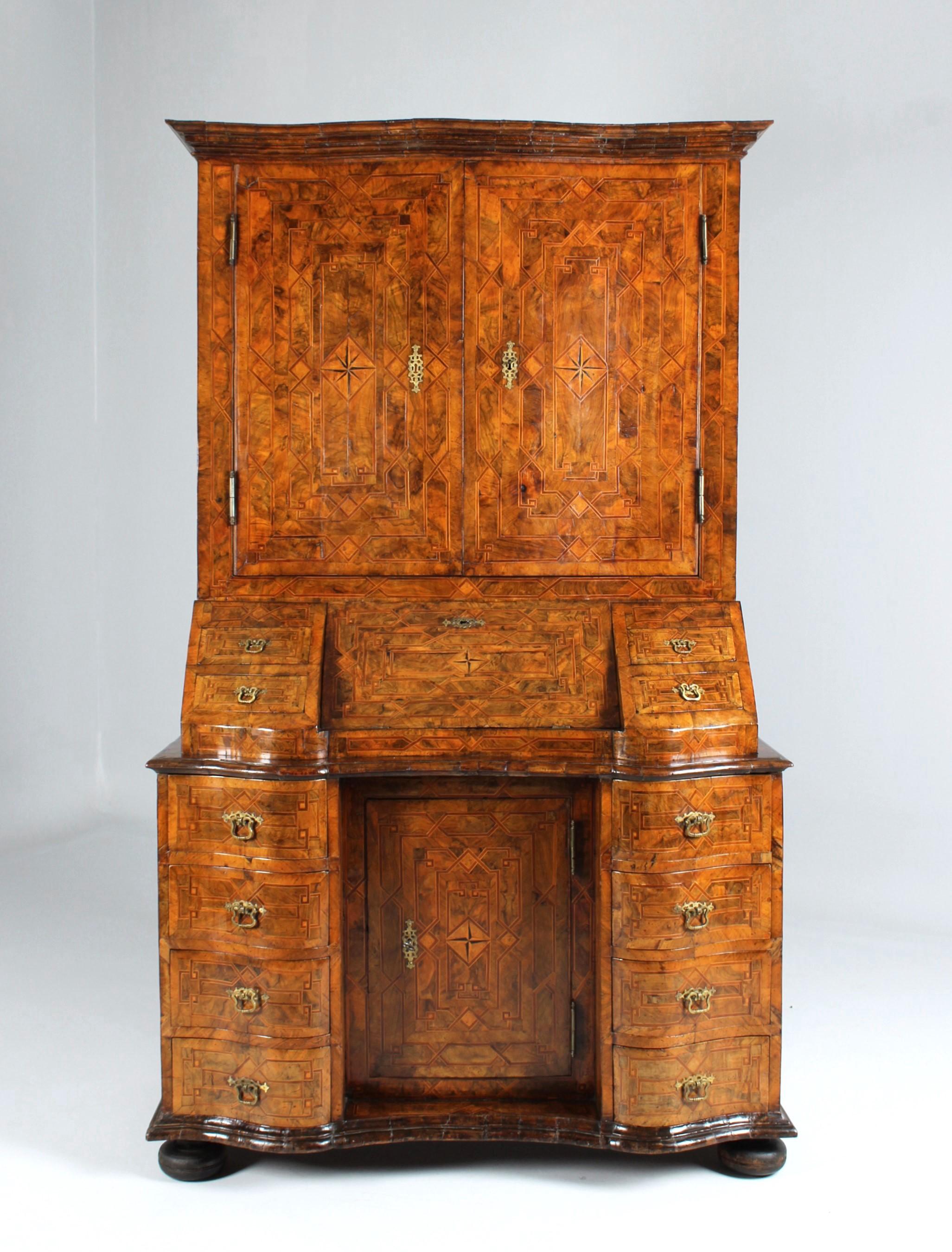 18th Century German Baroque Secretary with Marquetry and Patina, circa 1750 For Sale 8