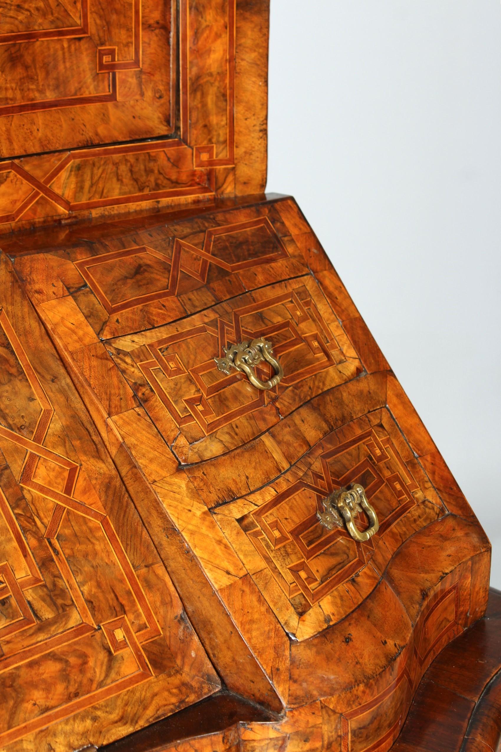 18th Century German Baroque Secretary with Marquetry and Patina, circa 1750 For Sale 1