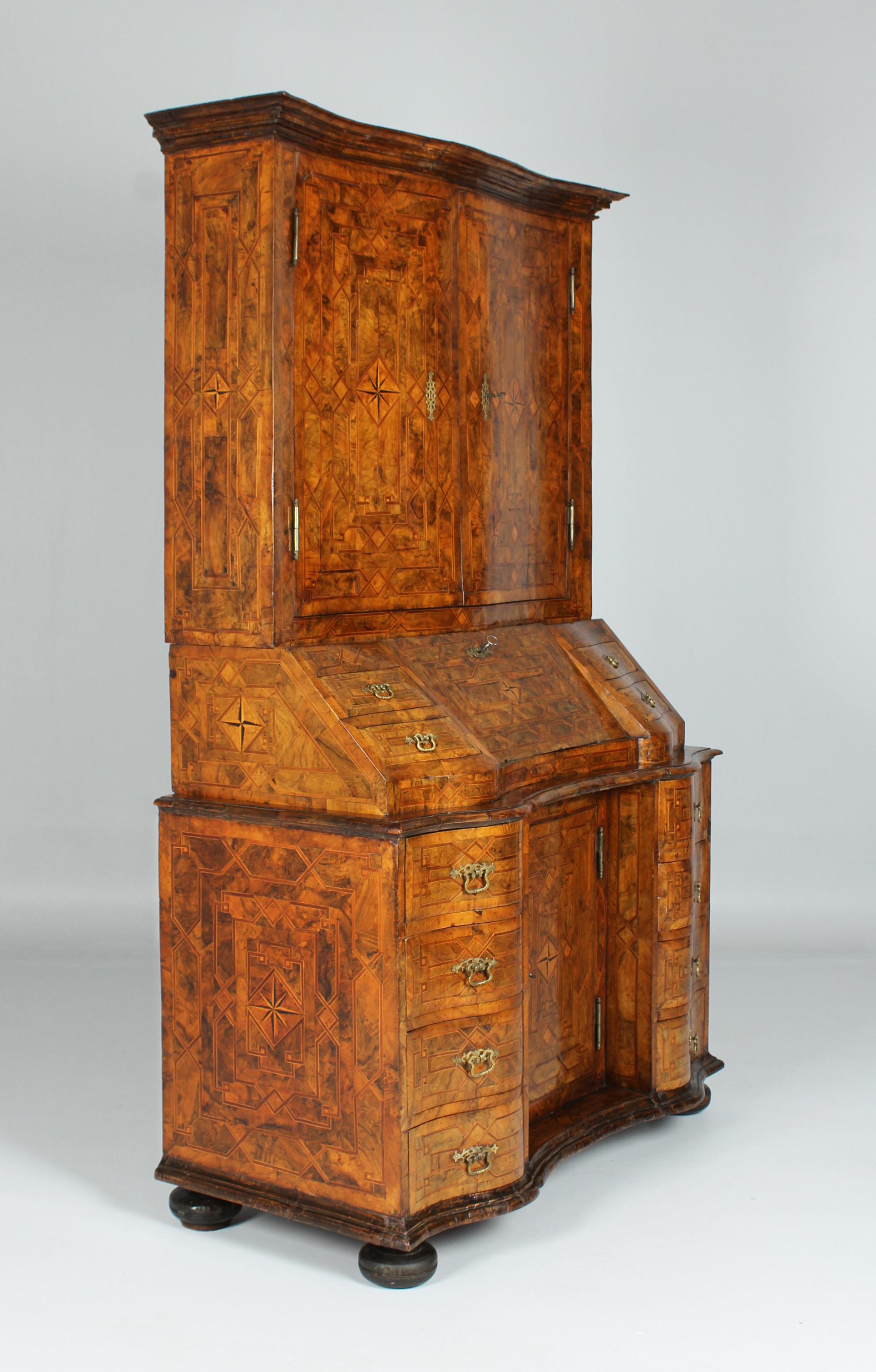 18th Century German Baroque Secretary with Marquetry and Patina, circa 1750 2