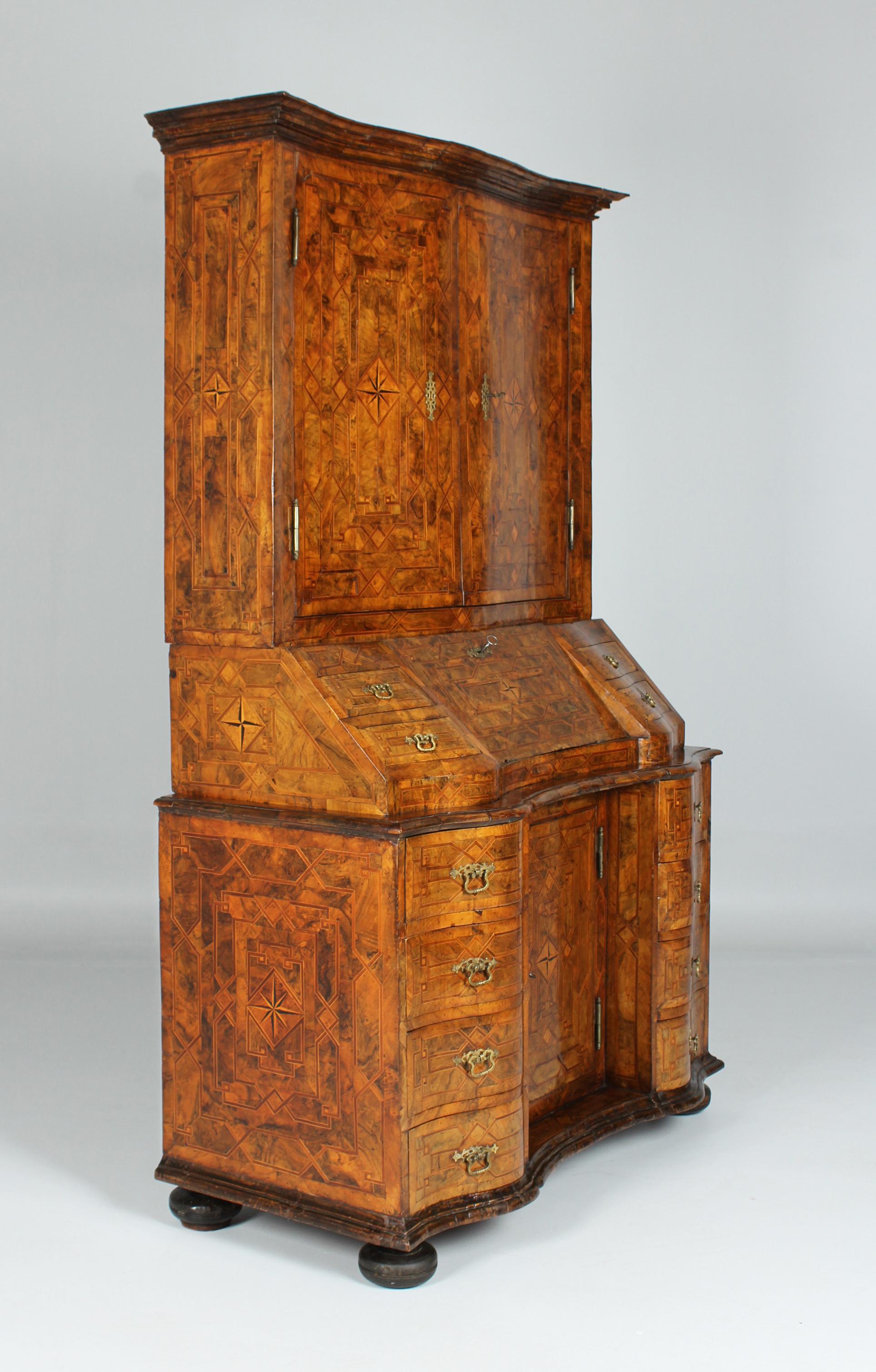 18th Century German Baroque Secretary with Marquetry and Patina, circa 1750 For Sale 2