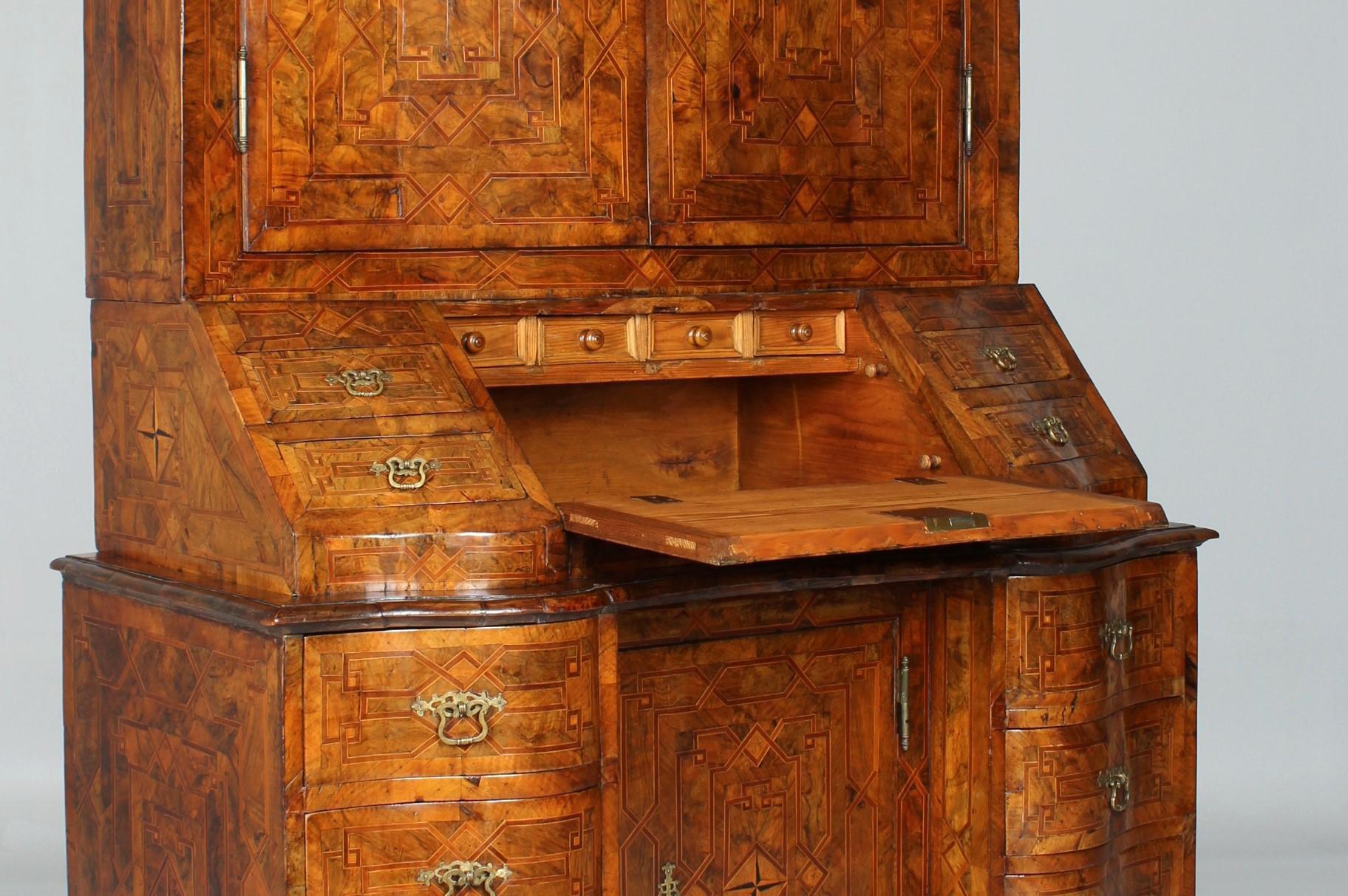 18th Century German Baroque Secretary with Marquetry and Patina, circa 1750 For Sale 4