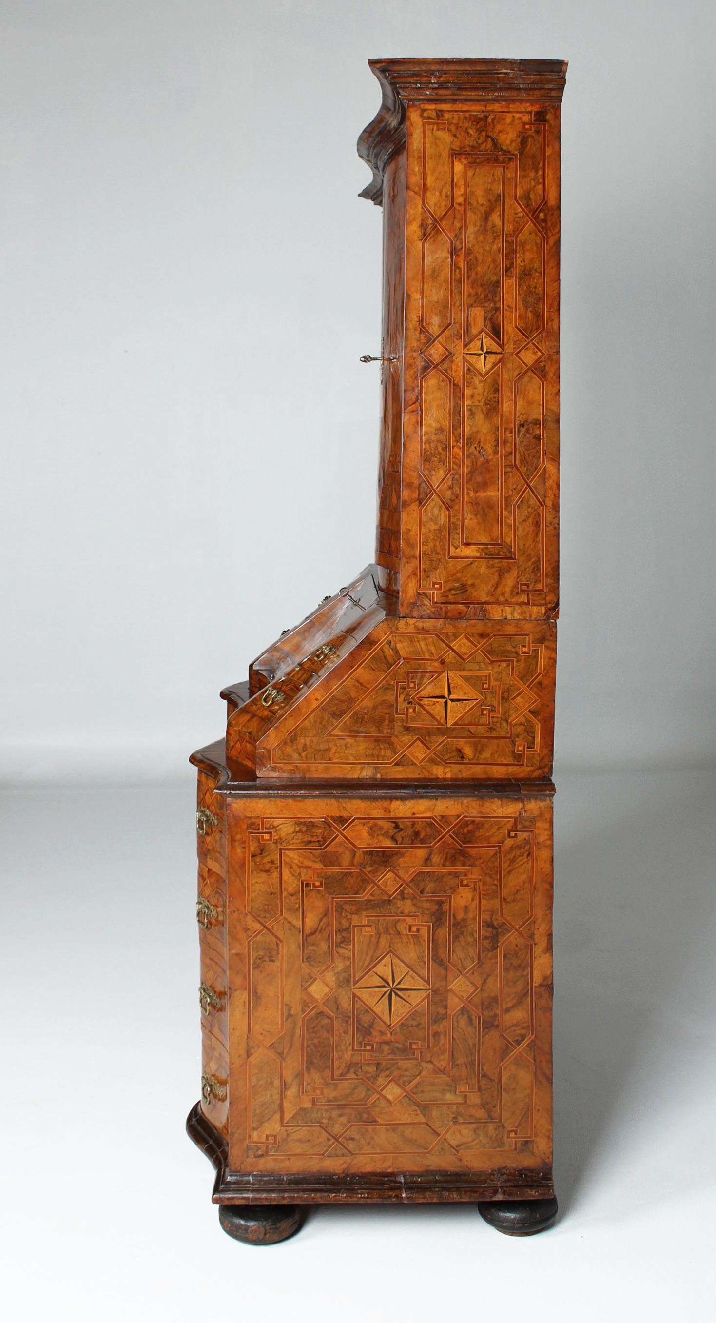 18th Century German Baroque Secretary with Marquetry and Patina, circa 1750 For Sale 5