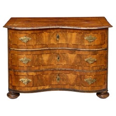 18th Century German Baroque Walnut Serpentine-Front Commode
