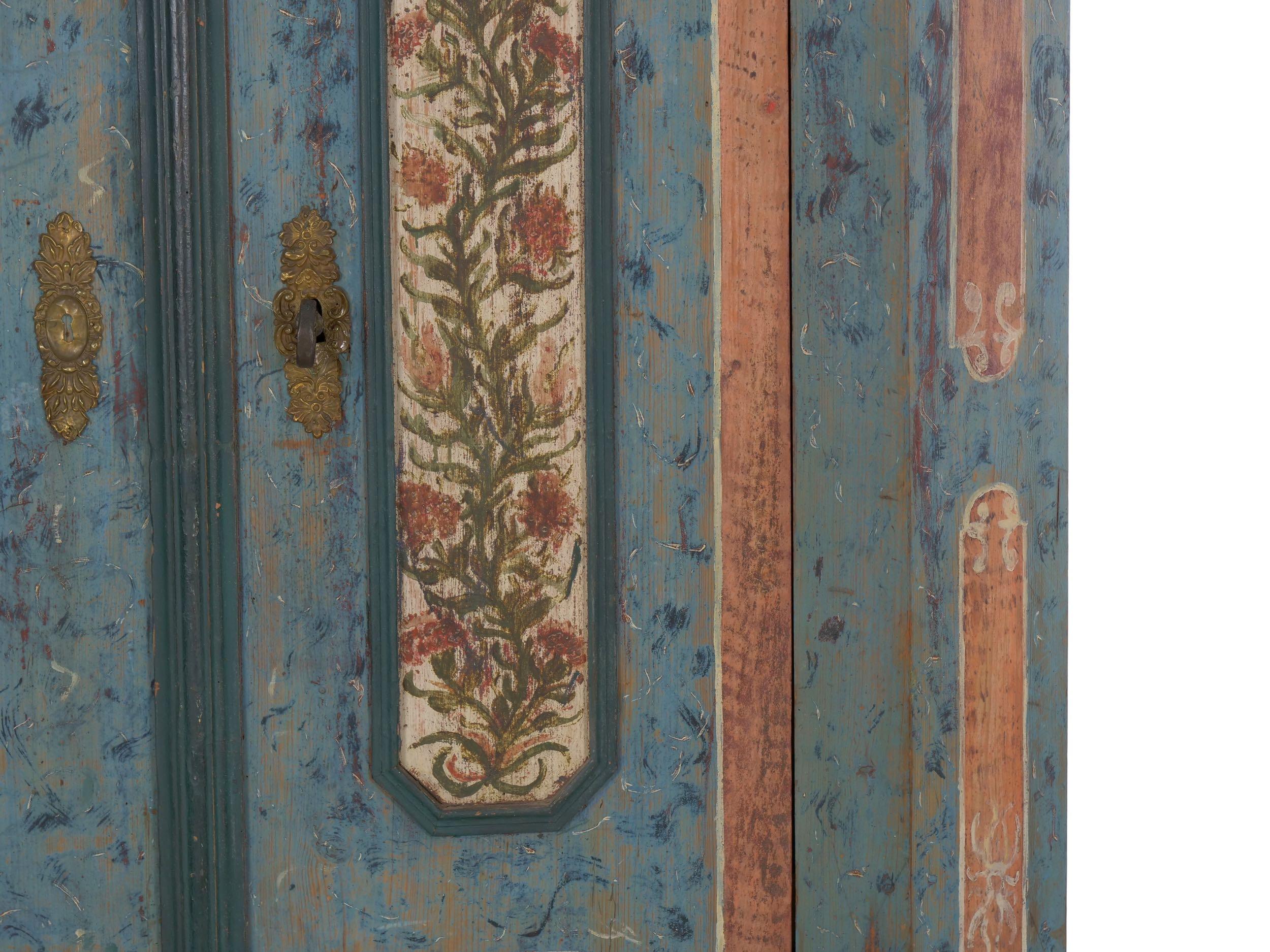 18th Century German Bavarian Blue Painted Antique “Kas” Armoire Cabinet 2