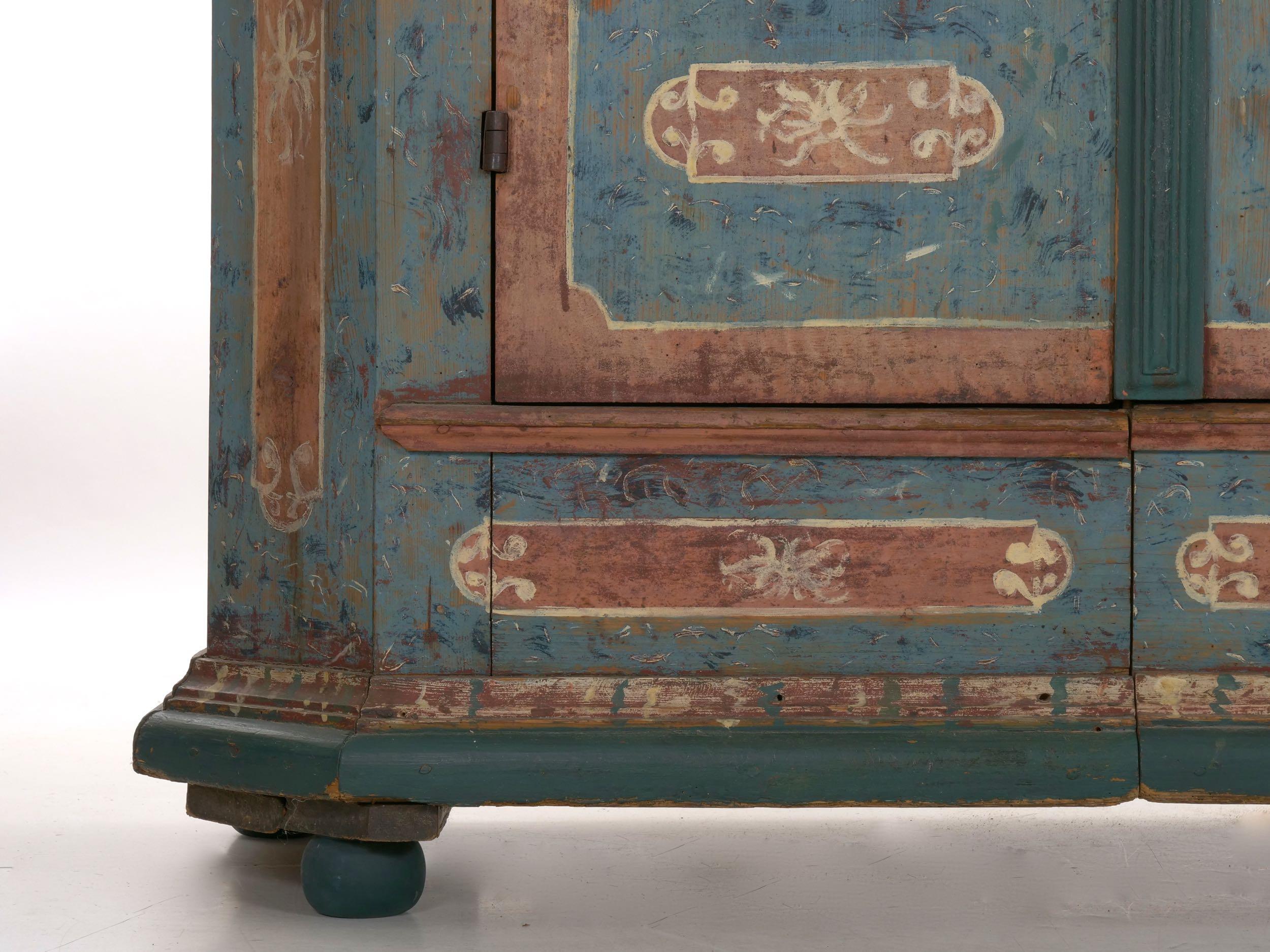 18th Century German Bavarian Blue Painted Antique “Kas” Armoire Cabinet 3