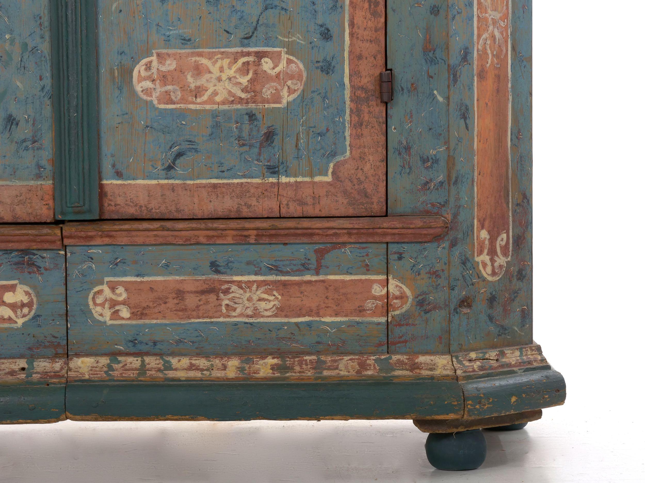 18th Century German Bavarian Blue Painted Antique “Kas” Armoire Cabinet 4