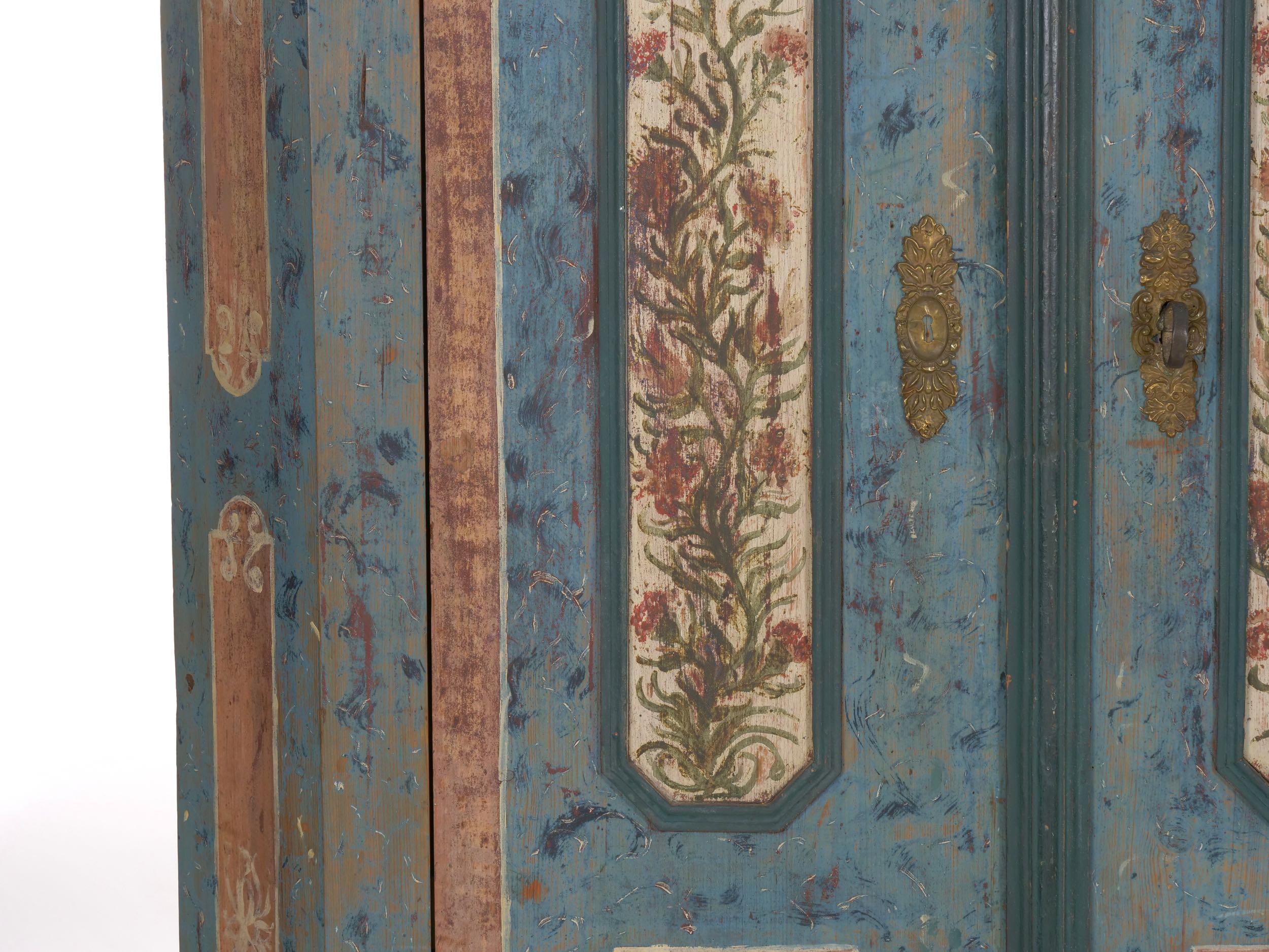18th Century German Bavarian Blue Painted Antique “Kas” Armoire Cabinet 1