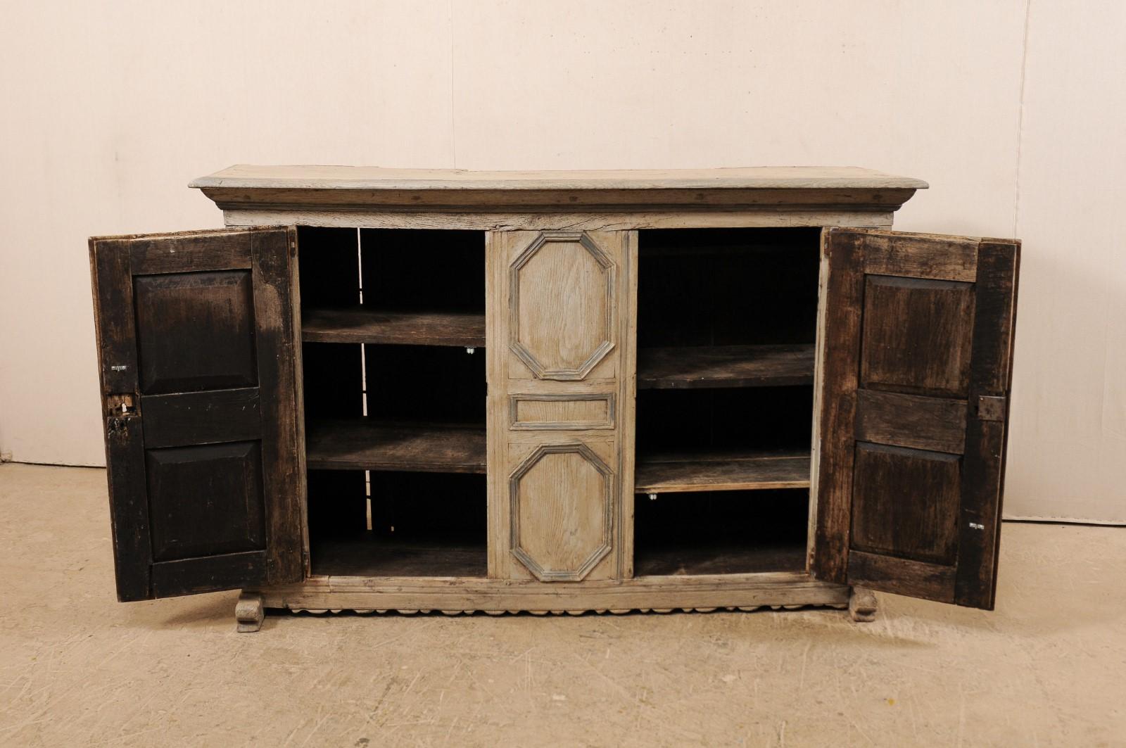18th Century German Carved and Painted Wood Sideboard Cabinet 4