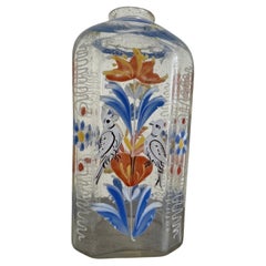Antique 18th Century German Clear Glass Decorated Bottle