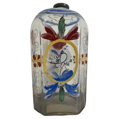 18th Century German Clear Glass Decorated Bottle
