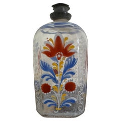 18th Century German Clear Glass Decorated Bottle