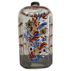 Antique 18th Century German Clear Glass Decorated Bottle