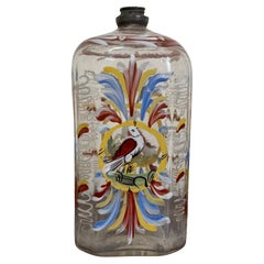 Antique 18th Century German Clear Glass Decorated Bottle