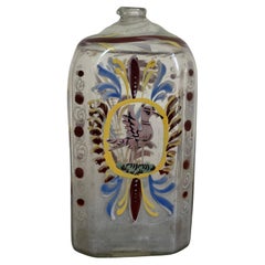 Antique 18th Century German Clear Glass Decorated Bottle