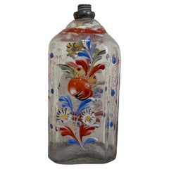 18th Century German Clear Glass Decorated Bottle