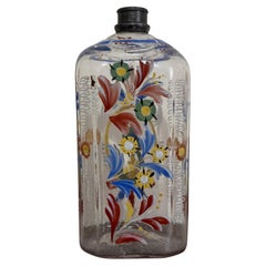 Antique 18th Century German Clear Glass Decorated Bottle