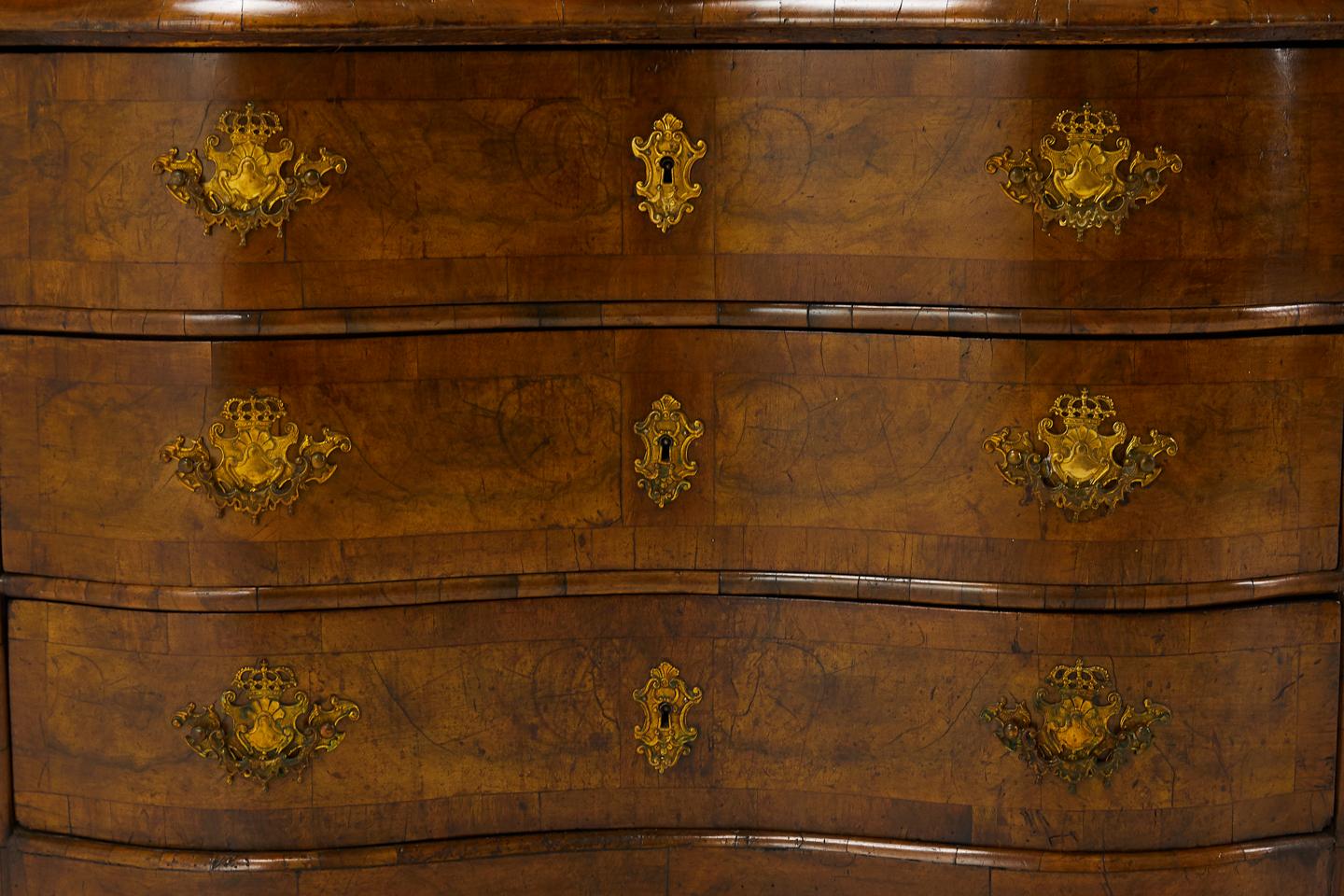 18th Century German Double Dome Walnut Bureau Cabinet 3