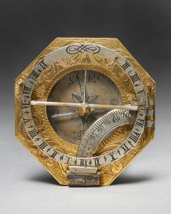 18th Century German Equinoctial Pocket Sundial and Compass by Ludwig Theodor