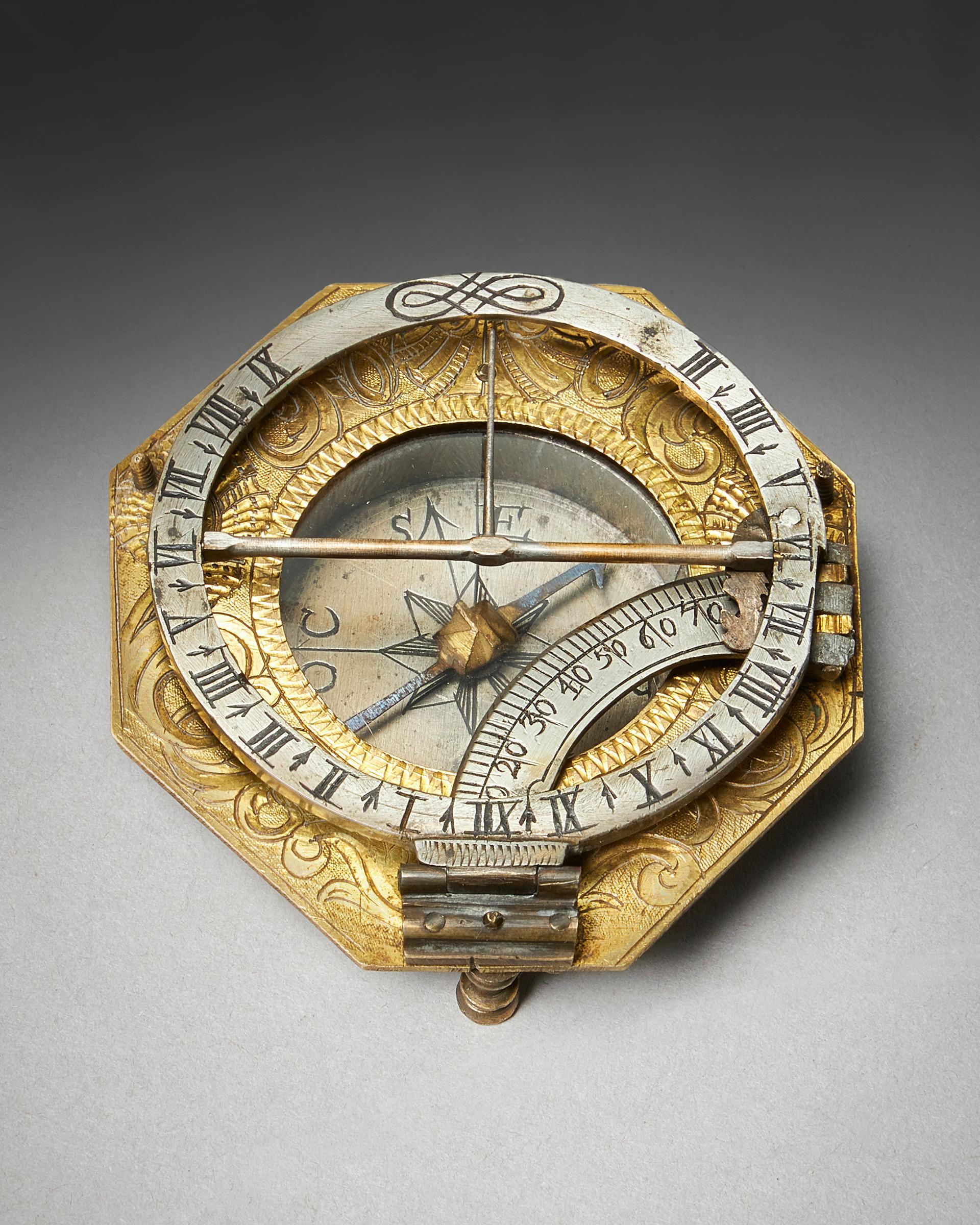 antique pocket sundial compass