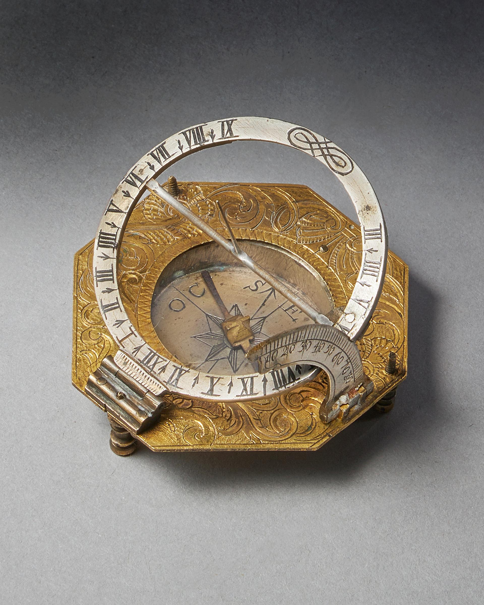 Grand Tour 18th Century German Equinoctial Pocket Sundial and Compass by Ludwig Theodor