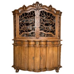 18th Century German Farmhouse Oak Kitchen Display Cabinet