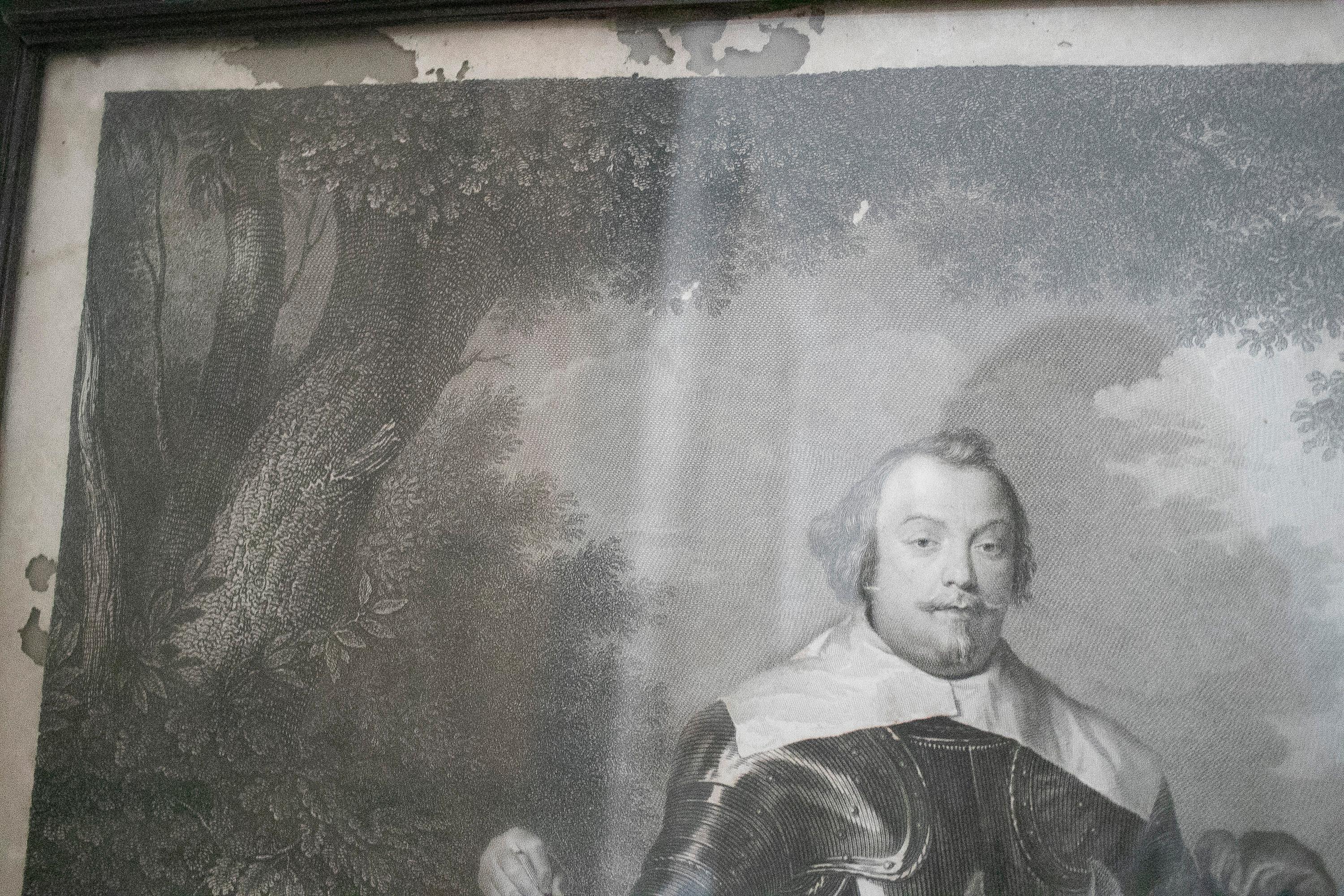 18. Jahrhundert Deutsches Francisco de Moncada-Porträt mit graviertem Porträt, voll Rüstungen und Pferd im Angebot 4