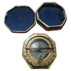 18th Century German Gilt Brass Portable Sundial Signed “J. Vogler”