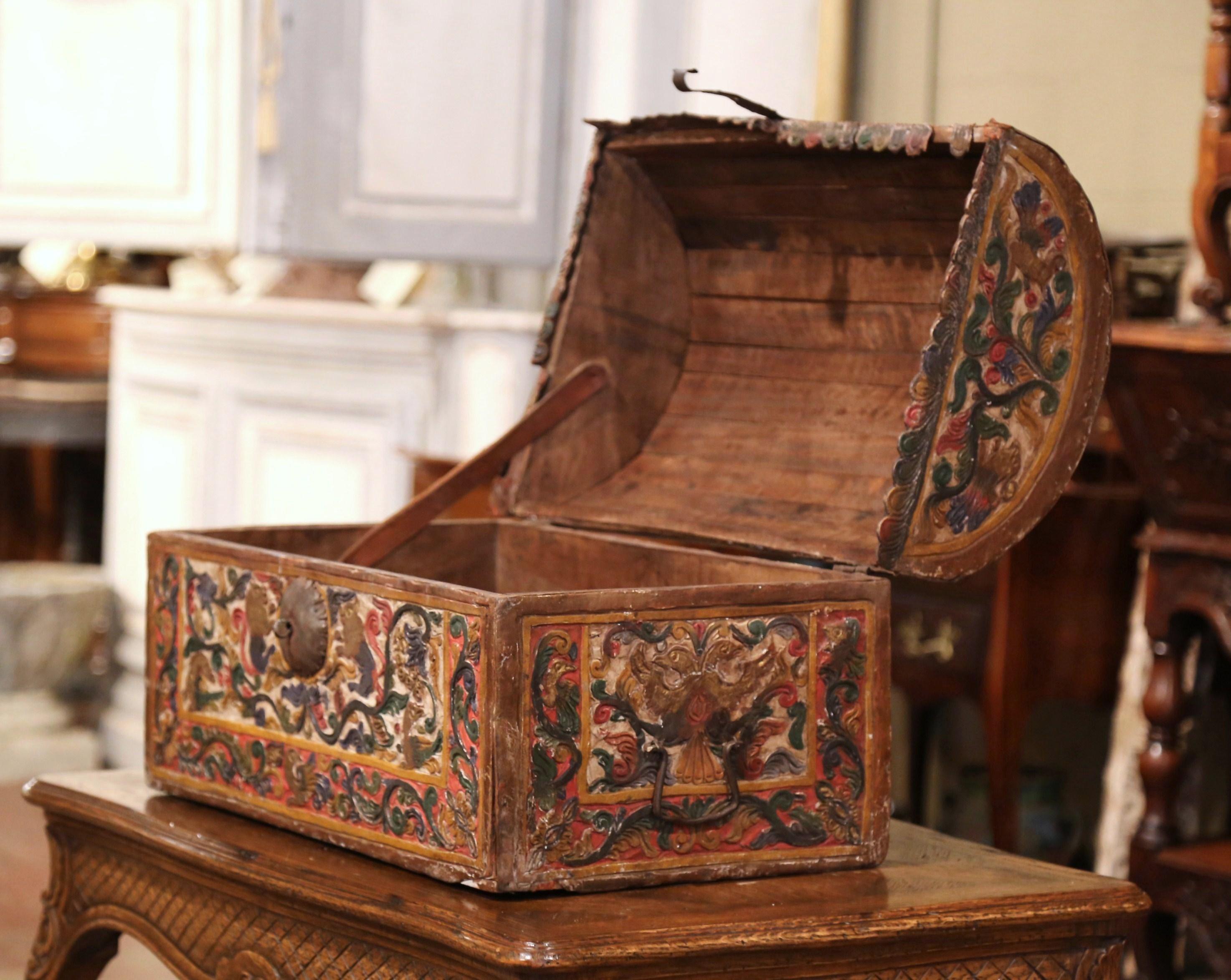 18th Century German Gothic Painted Decorative Bombe Box Wedding Trunk 4