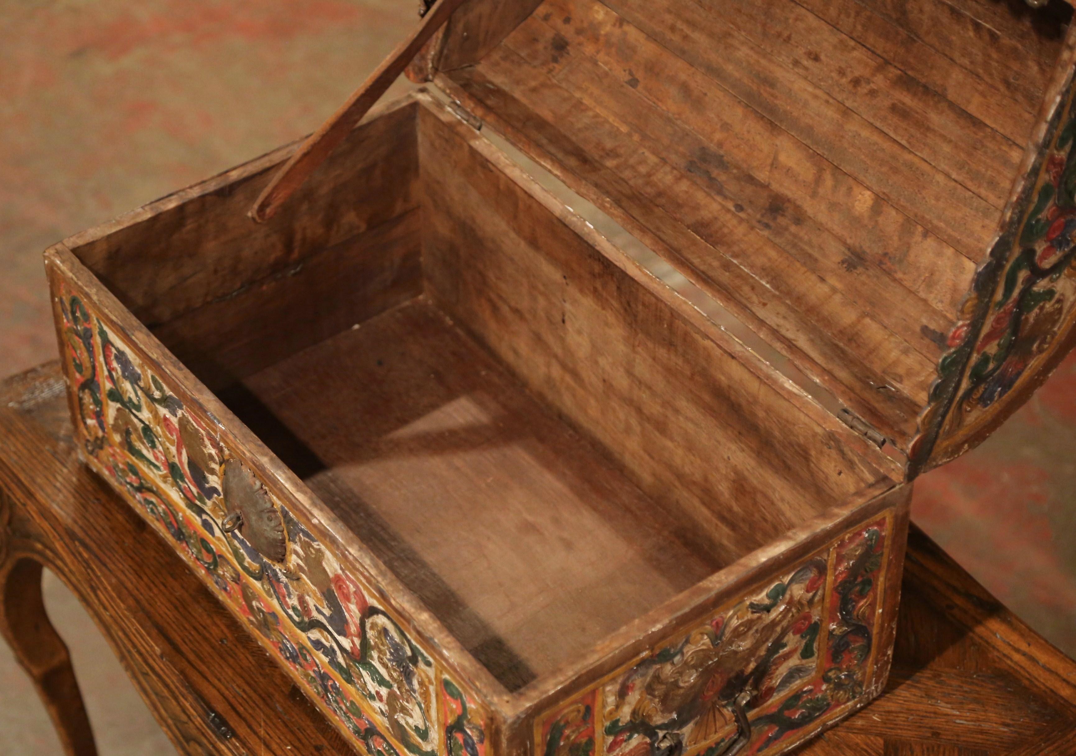 18th Century German Gothic Painted Decorative Bombe Box Wedding Trunk 5