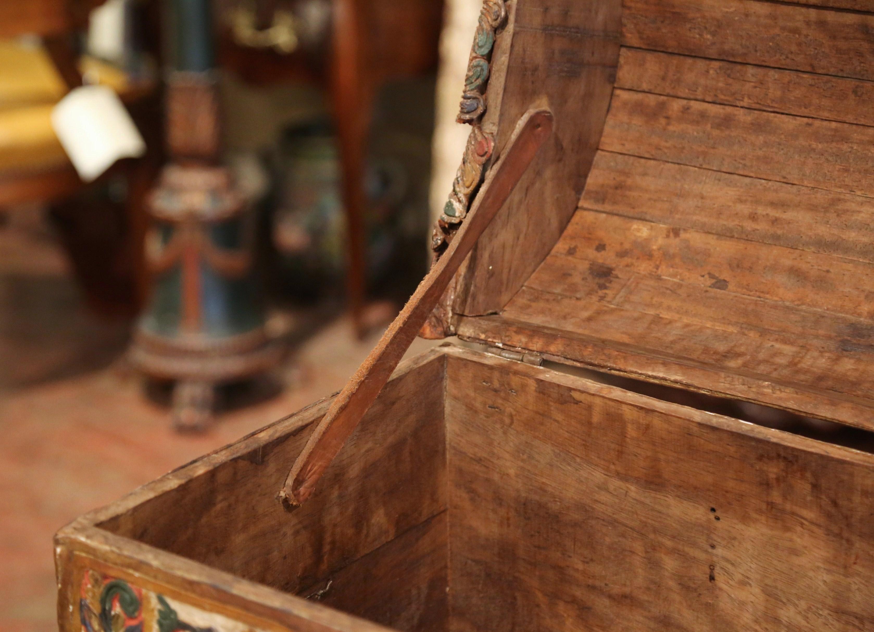 18th Century German Gothic Painted Decorative Bombe Box Wedding Trunk 6