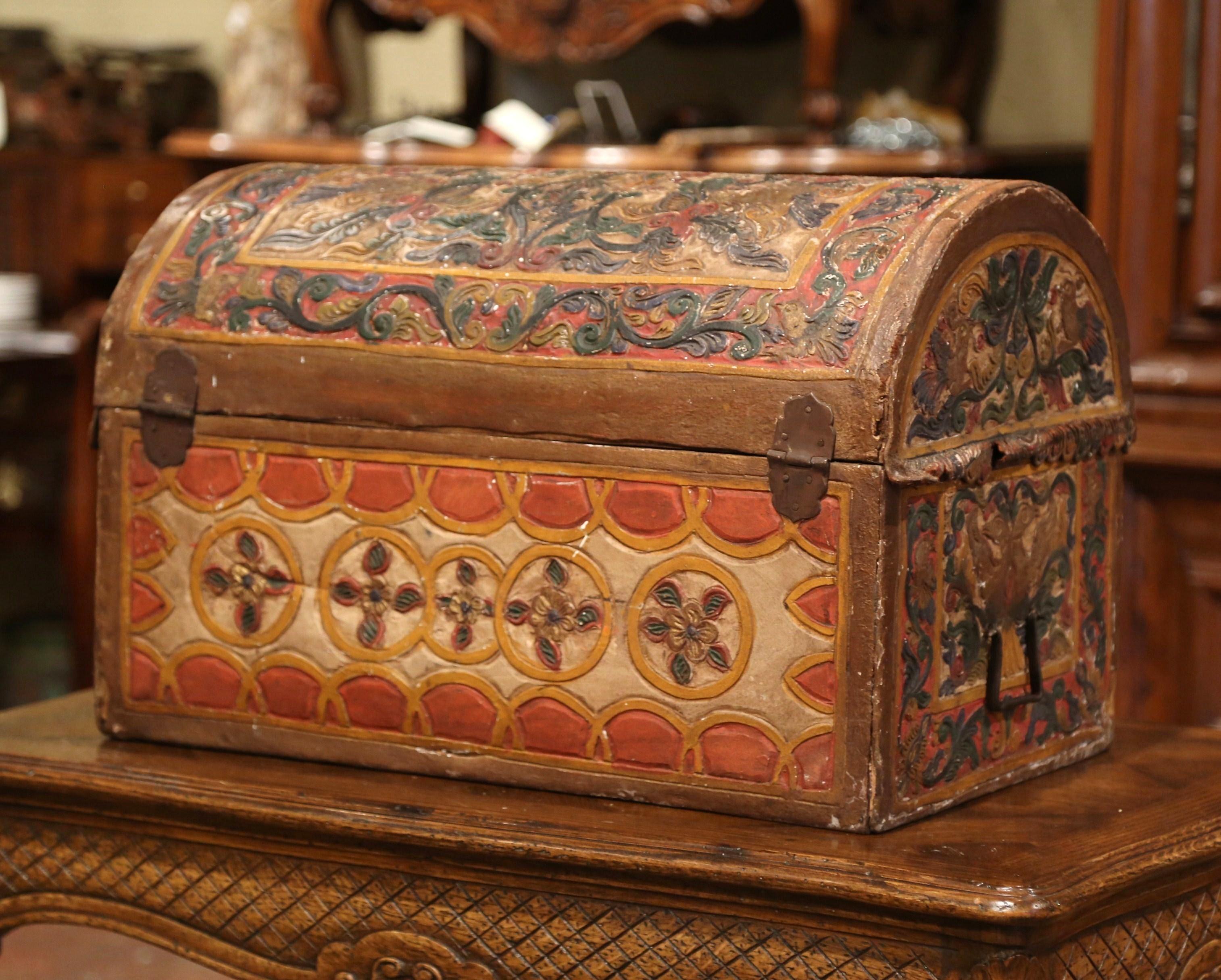 18th Century German Gothic Painted Decorative Bombe Box Wedding Trunk 7