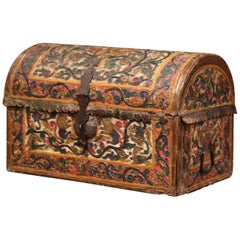 18th Century German Gothic Painted Decorative Bombe Box Wedding Trunk