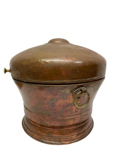 18th Century German Hammered Copper & Brass Bread Box, Kitchen Utensil
