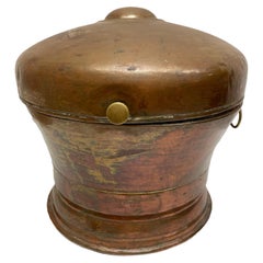 Used 18th Century German Hammered Copper & Brass Bread Box, Kitchen Utensil