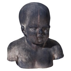 18th Century German Hand Carved Sandstone Bust of a Putto