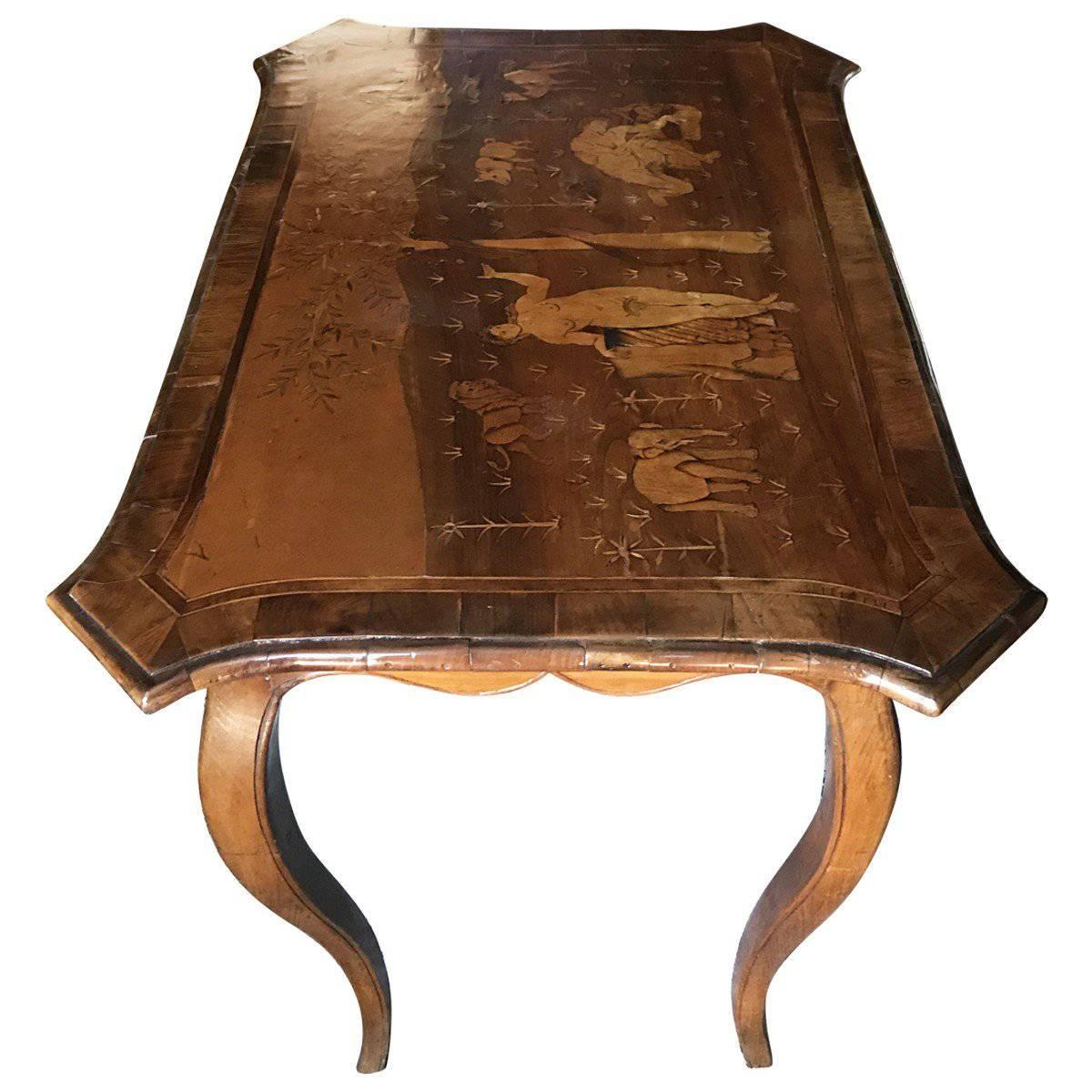 18th Century German Inlaid Walnut Table For Sale